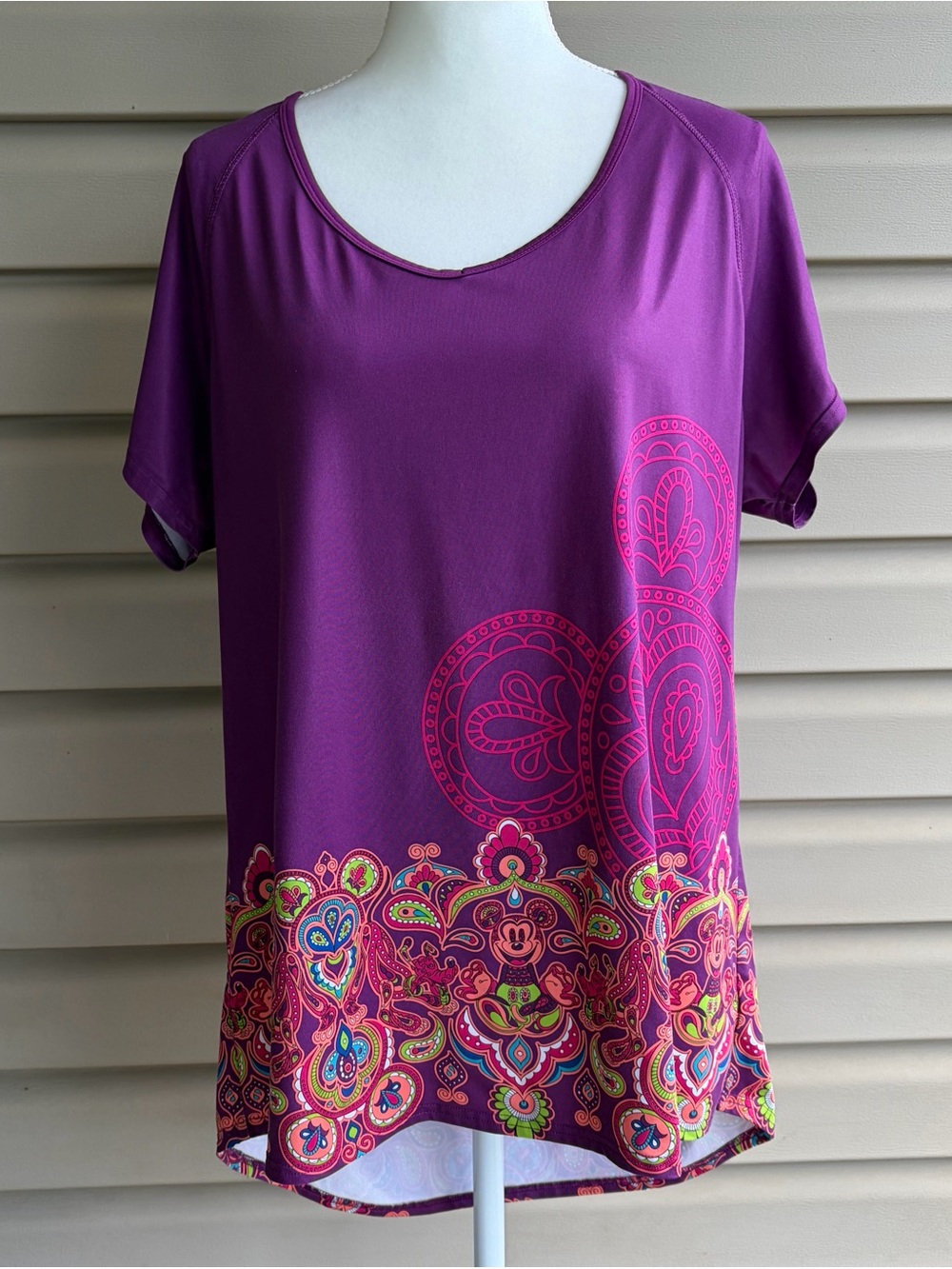 •Disney Parks• Purple Paisley Mickey Print Performance Top - Size XXL